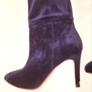 Women Royal Blue Velvet Long knee High Heel  Boots Size 8